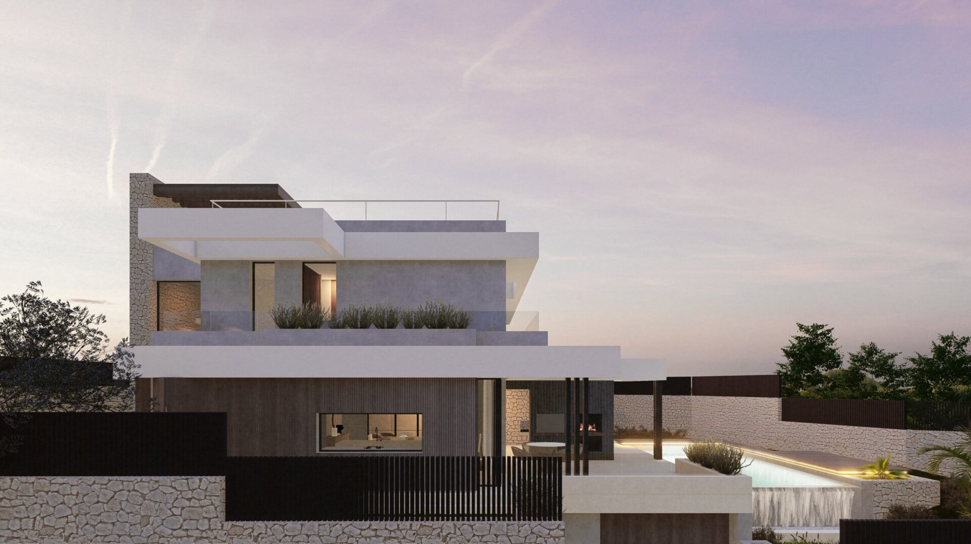 Fachada a calle de la vivienda unifamiliar en Cártama (Málaga), proyecto de arquitectura residencial de Klic Arquitectos