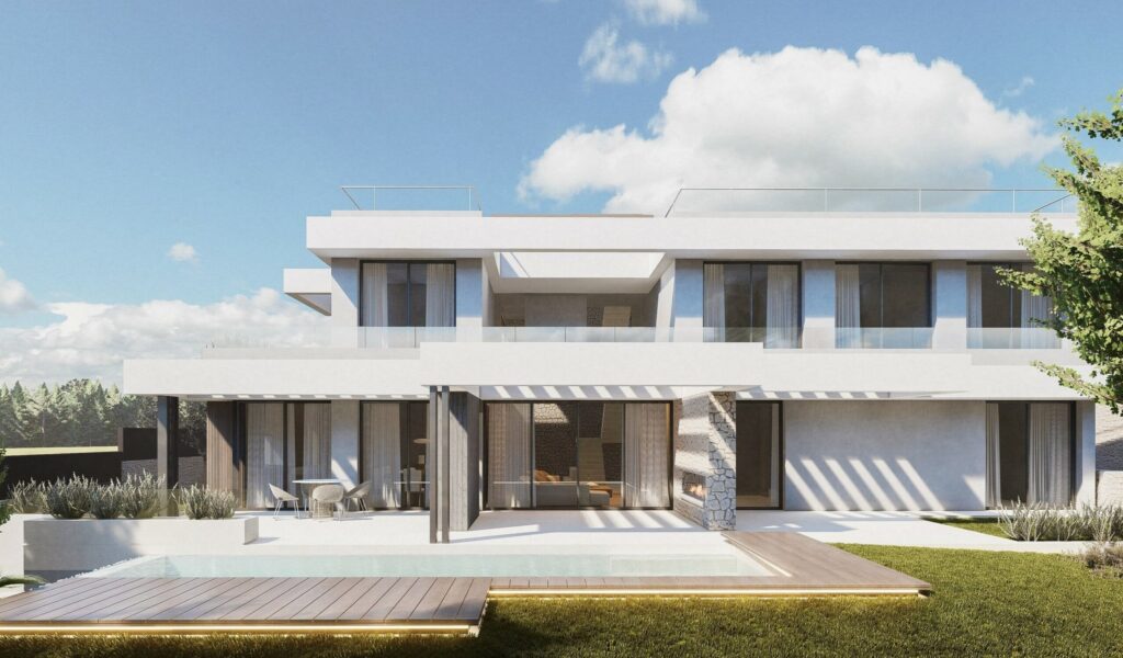Fachada principal de la vivienda unifamiliar en Cártama (Málaga), arquitectura residencial contemporánea de Klic Arquitectos
