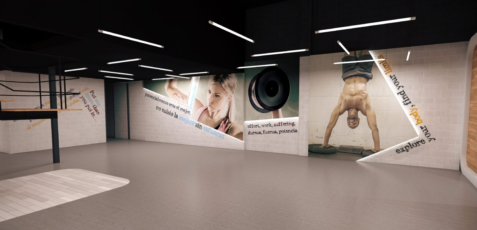 Zone fonctionnelle de la salle Synergym à Avenida de Mijas, Fuengirola · design de Klic Arquitectos