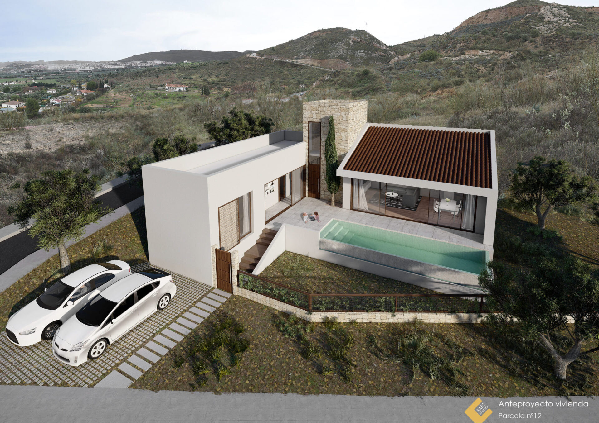 Terraza y exteriores de la Parcela 12 en Antequera (Málaga), Klic Arquitectos