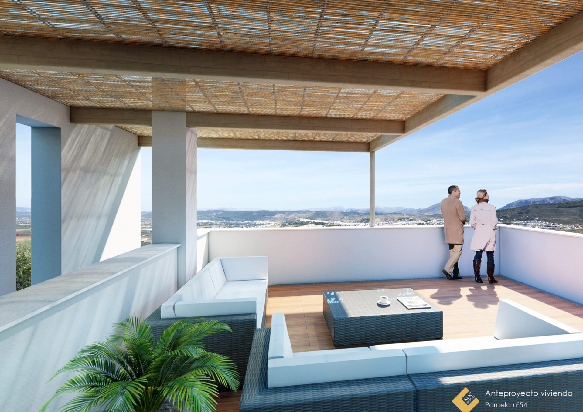 Terraza y porche de la vivienda Parcela 54 en Antequera (Málaga), Klic Arquitectos
