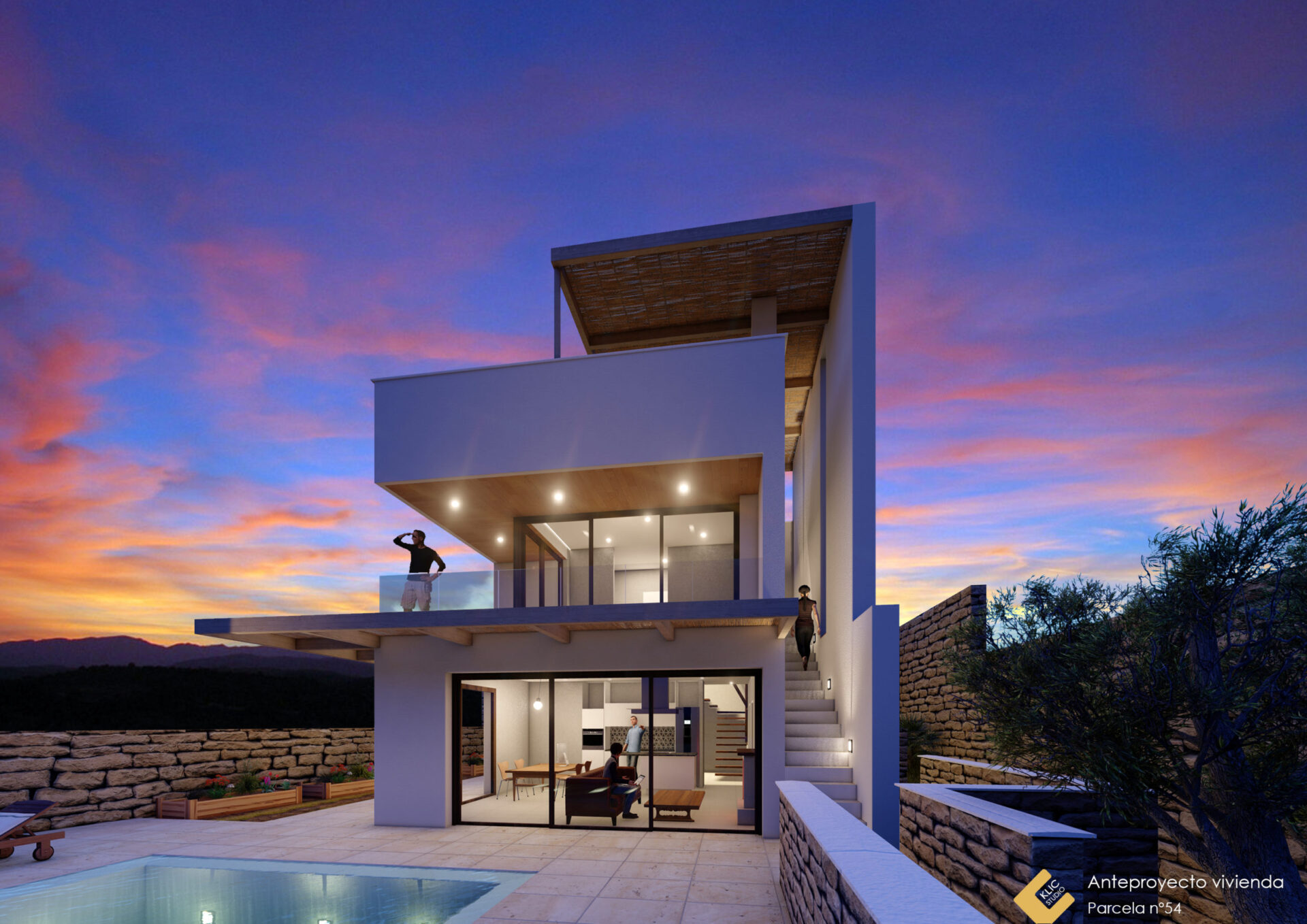 Vista lateral de la vivienda Parcela 54 en Antequera (Málaga), Klic Arquitectos
