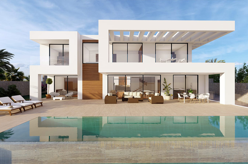 Render de vivienda unifamiliar de diseño proyectada por Klic Arquitectos