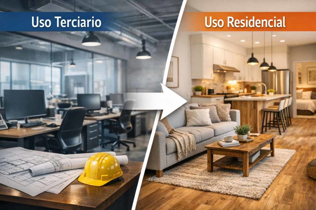 Change from tertiary to residential use