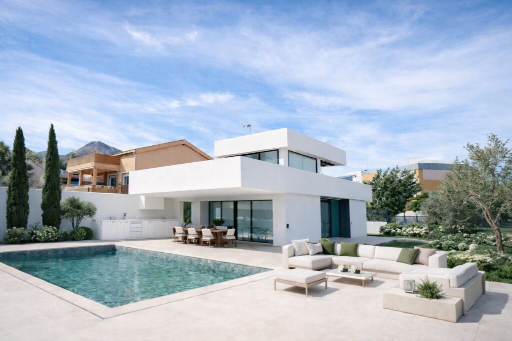 Infografía · De Casa Maravillas con piscina, terraza y jardín mediterráneo en Benalmádena (Málaga), proyecto de Klic Arquitectos
