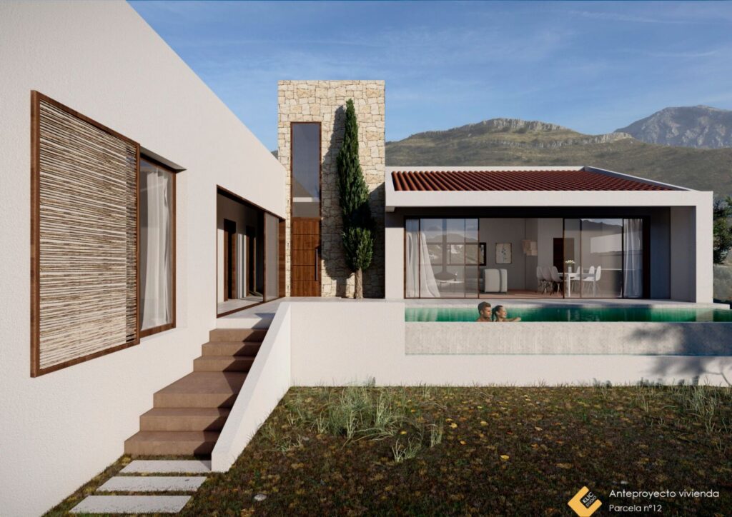 Infografía · Vivienda unifamiliar con piscina en Parcela 12, Antequera (Málaga) por Klic Arquitectos